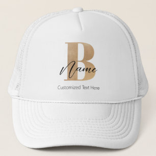 Gorra De Camionero Moderno Monogramado Inicial B & Name Personalizado
