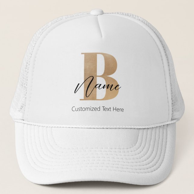 Gorra De Camionero Moderno Monogramado Inicial B & Name Personalizado (Anverso)