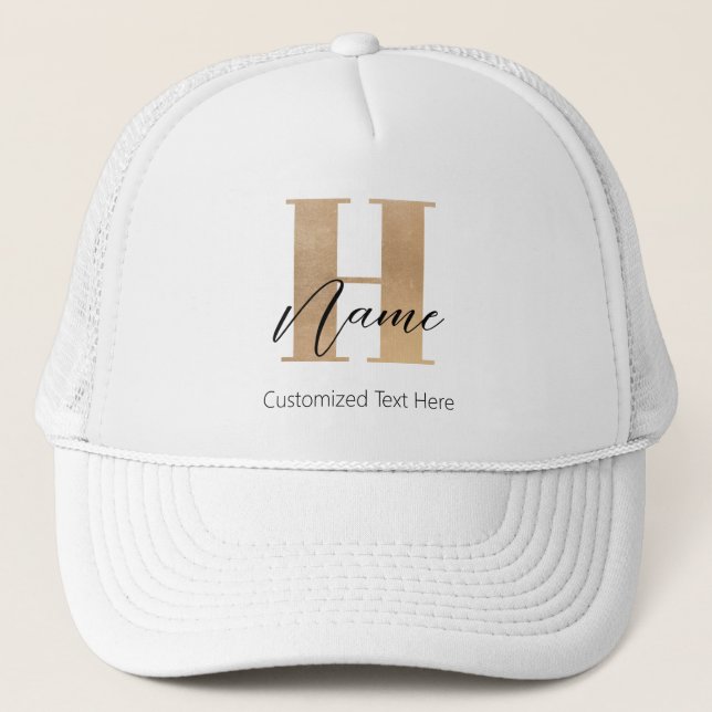 Gorra De Camionero Moderno Monogramado inicial H & Name Personalizado (Anverso)