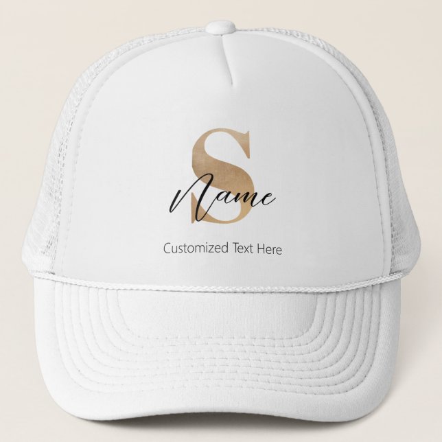 Gorra De Camionero Moderno Monogramado inicial S & Name personalizado (Anverso)