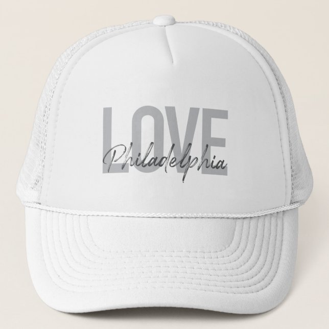 Gorra De Camionero Moderno, simple, genial, diseño Love Philadelphia (Anverso)