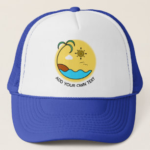 Gorra De Camionero Moderno Summer Beach Emblem Art Personalizado Text