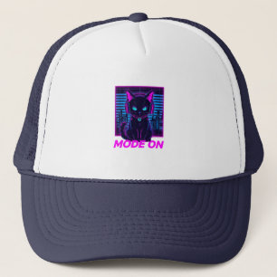Gorra De Camionero Modo de gato Neon activado - Cyberpunk Gamer Cat H