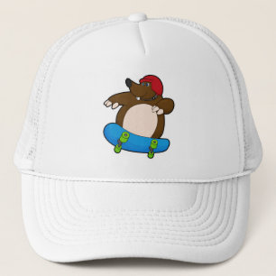 Gorra De Camionero Mole como Skater con Skateboard y Helmet