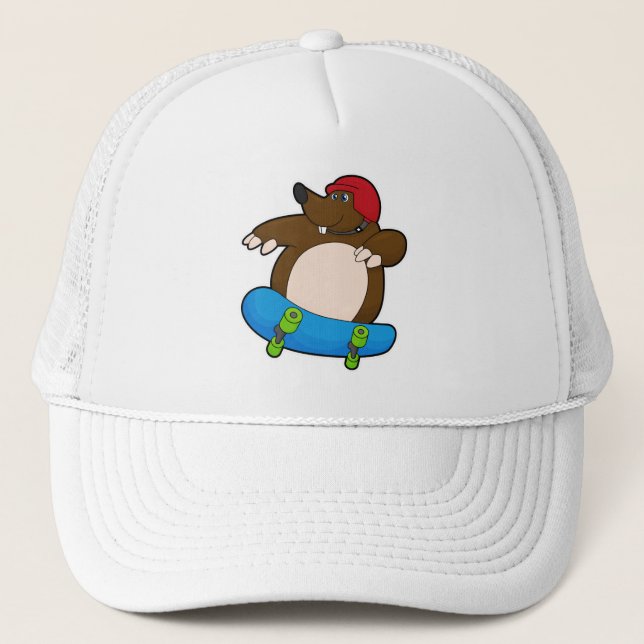 Gorra De Camionero Mole como Skater con Skateboard y Helmet (Anverso)