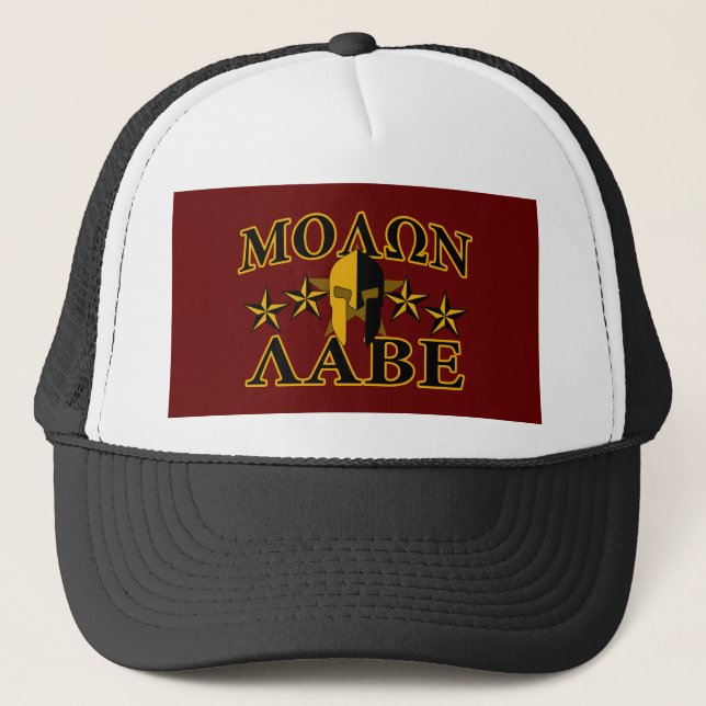 Gorra De Camionero Molon Labe Guerrero Espartano 5 estrellas Borgoña (Anverso)