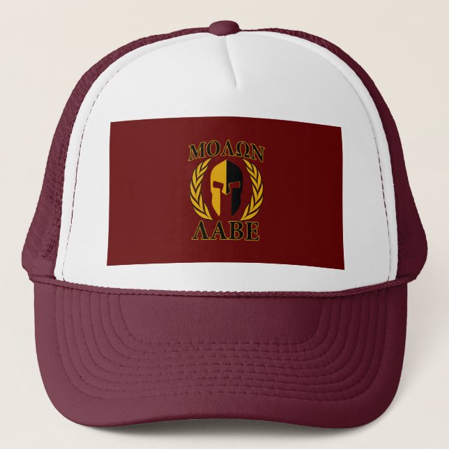 Gorra De Camionero Molon Labe Spartan Mask Laurels Burgundy Red (Anverso)