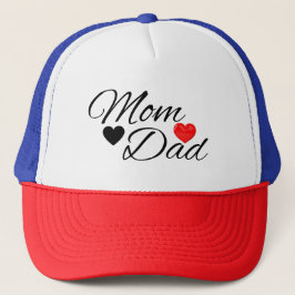 Gorra De Camionero Mom & Dad Hearts - Elegant Typography Family Love