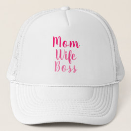 Gorra De Camionero Mom wife boss pink custom script text cute modern