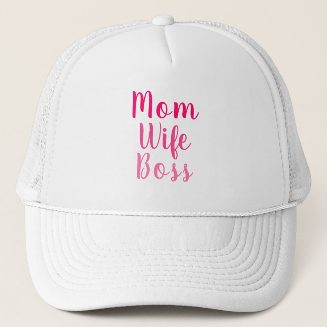 Gorra De Camionero Mom wife boss pink custom script text cute modern (Anverso)