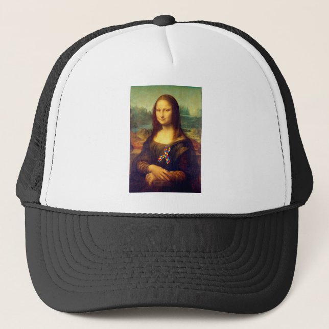 Gorra De Camionero Mona Lisa Con Cinta De Rompecabezas (Anverso)