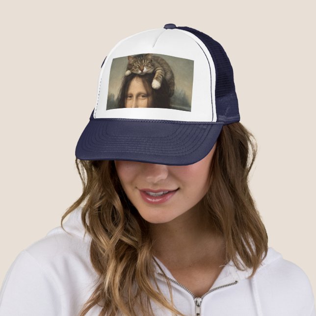Gorra De Camionero Mona Lisa con gato dormido (In situ)