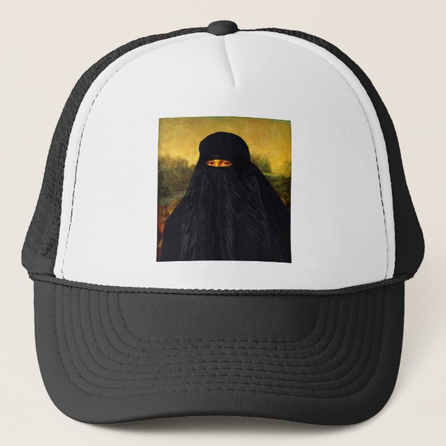 Gorra De Camionero Mona Lisa oculta detrás de Burqa (Anverso)
