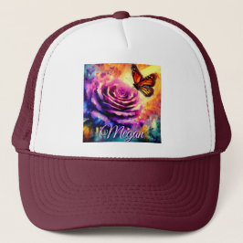 Gorra De Camionero Monarch Butterfly on Rose at Sunset Personalized