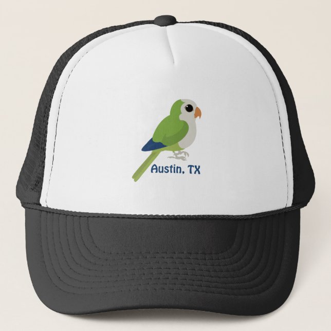Gorra De Camionero Monk Parakeet -Austin, Texas (Anverso)