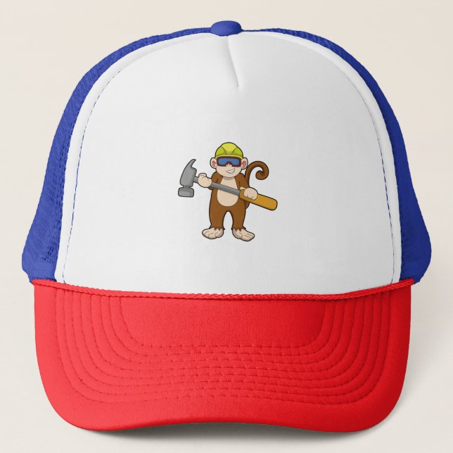 Gorra De Camionero Mono como artesano con martillo (Anverso)