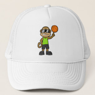 Gorra De Camionero Mono como jugador de baloncesto con baloncesto