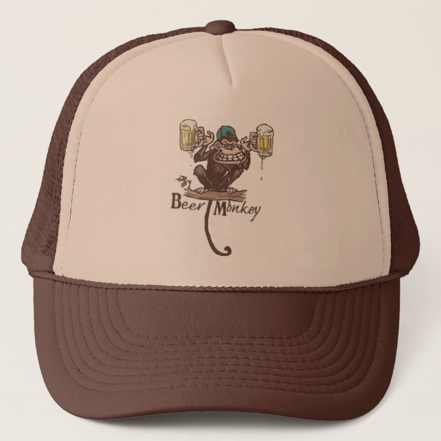 Gorra De Camionero Mono de la cerveza (Anverso)
