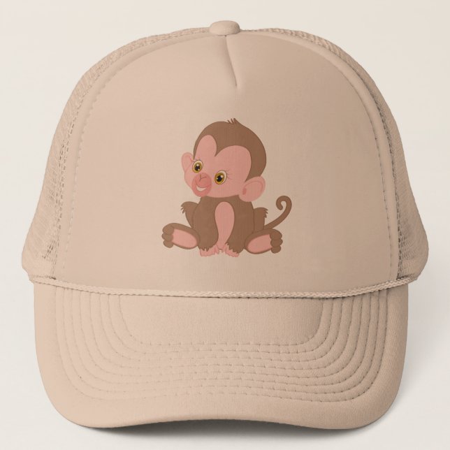 Gorra De Camionero Mono del bebé sonriente (Anverso)
