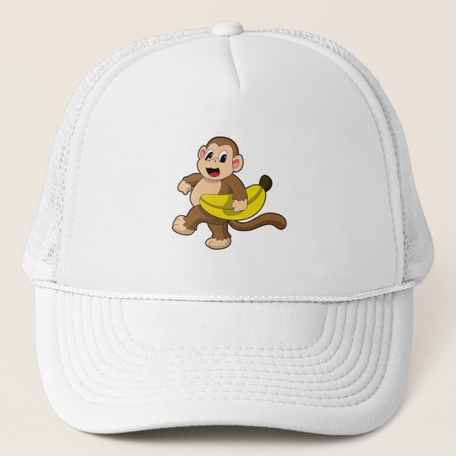 Gorra De Camionero Mono en carrera con banana (Anverso)