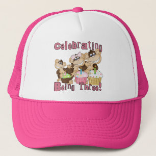 Gorra De Camionero Mono Fiesta Rosado 3 camisetas de cumpleaños y reg