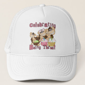 Gorra De Camionero Mono Fiesta Rosado 3 camisetas de cumpleaños y reg