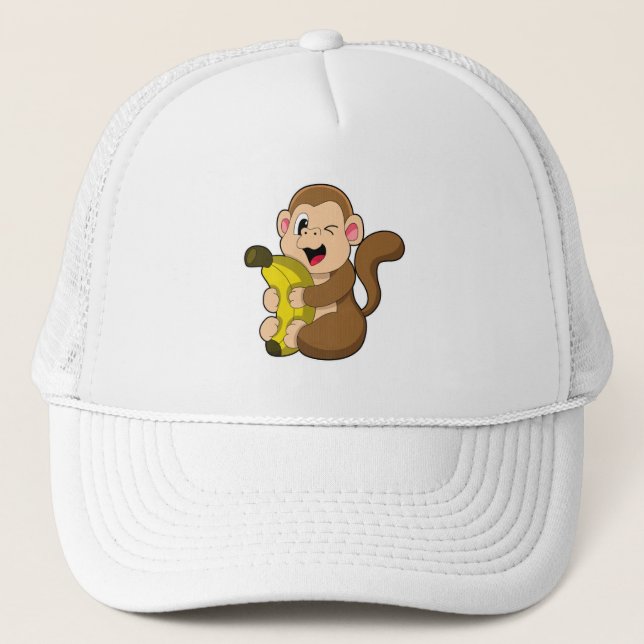Gorra De Camionero Mono gracioso con banana (Anverso)