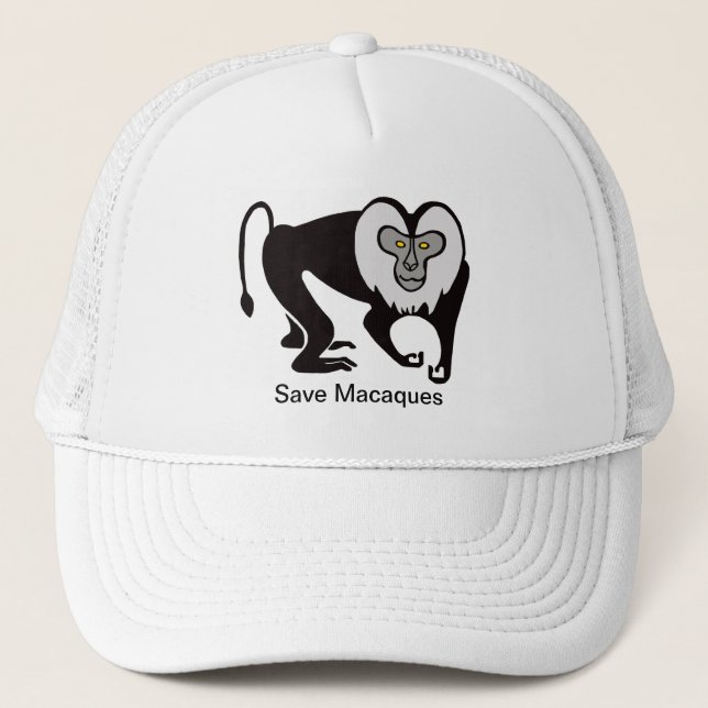Gorra De Camionero Mono - Salven MACAQUES - Amante de los animales -  (Anverso)