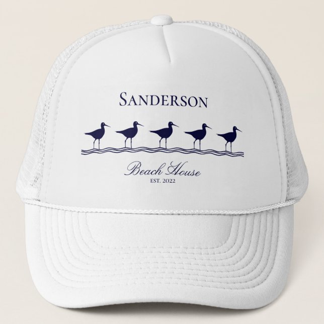 Gorra De Camionero Monogram Beach house azul marino Sandpipers béisbo (Anverso)