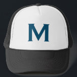 Gorra De Camionero Monogram Modern Simple Classic Blue<br><div class="desc">Customizable and personalized Trucker Hat with a simple blue mongram design. Ideal thoughtful gift.</div>