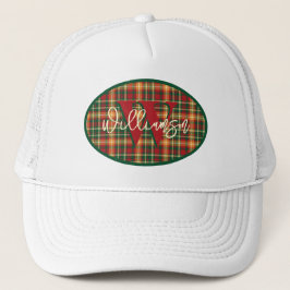 Gorra De Camionero Monogram Tartan Orange Green Plaid Emblem