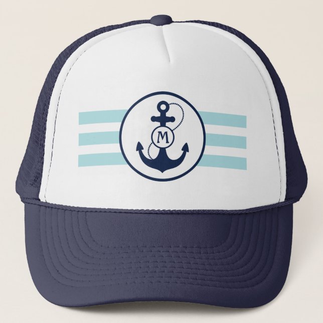Gorra De Camionero Monograma azul con el ancla (Anverso)