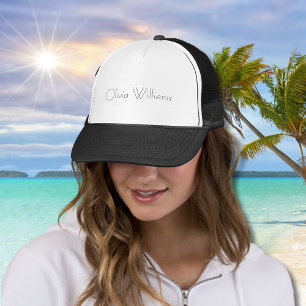 Gorra De Camionero Monograma blanco elegante   Minimalista moderno y 