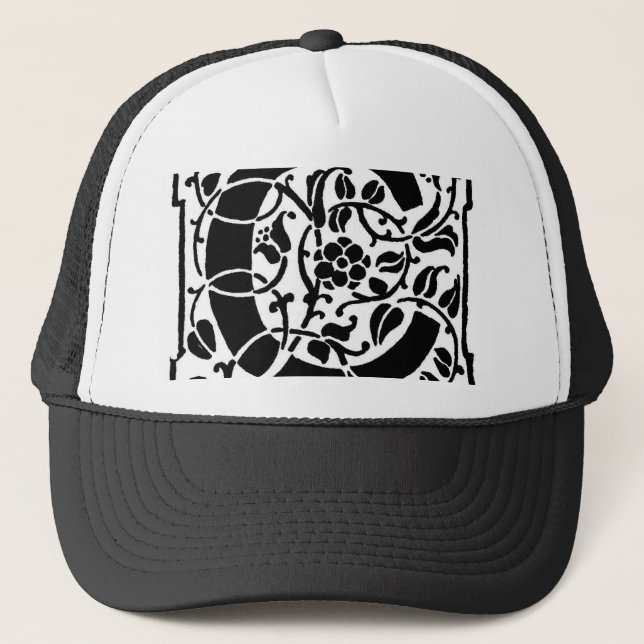 Gorra De Camionero Monograma C inicial. Nombre floral Patrón personal (Anverso)