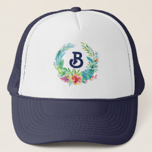 Gorra De Camionero Monograma de flor tropical