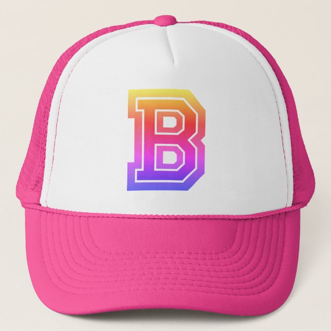 Gorra De Camionero Monograma de la letra arco iris 'B' (Anverso)