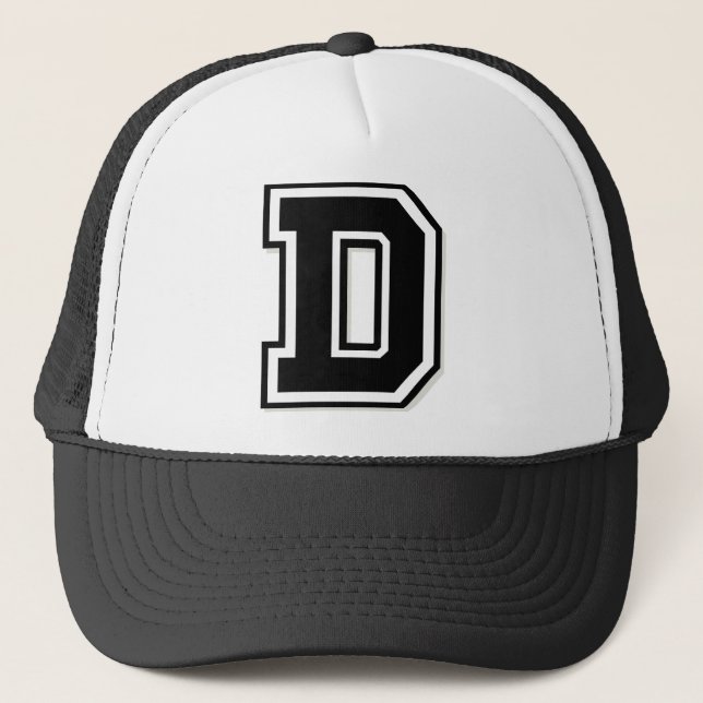 Gorra De Camionero Monograma de la letra negra "D" (Anverso)