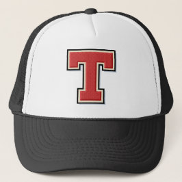 Gorra De Camionero Monograma de la letra roja "T"