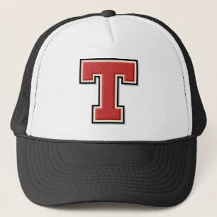 Gorra De Camionero Monograma de la letra roja "T"