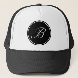 Gorra De Camionero Monograma de letra B con diamantes blancos
