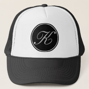 Gorra De Camionero Monograma de letra K con diamantes blancos