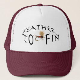 Gorra De Camionero Monograma de pluma a aleta para pesca con mosca