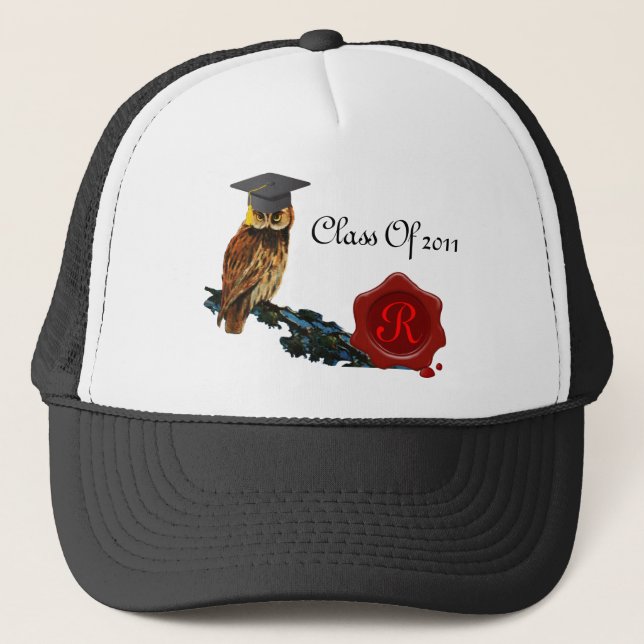 GORRA DE CAMIONERO MONOGRAMA DE SELLO DE ENLACE DE AGUA Y CERO ROJO (Anverso)