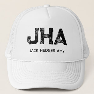 GORRA DE CAMIONERO MONOGRAMA DE TRES LETRAS NEGRO MINIMALISTA NOMBRE