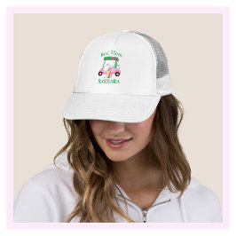 Gorra De Camionero Monograma del mejor carrito de golf rosa con encan