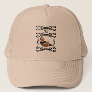 Gorra De Camionero Monograma del Personalizado Adorable del Pato Mand
