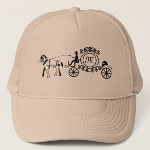 Gorra De Camionero Monograma elegante de Boda de caballos dibujado
