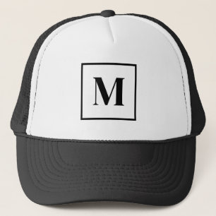 Gorra De Camionero Monograma en Blanco y Negro