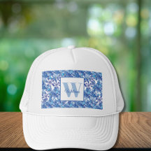 Monograma Floral Azul Nombre