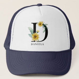 Gorra De Camionero Monograma floral de alfabeto personalizado D